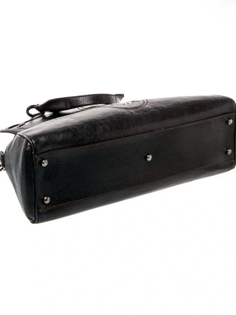 Cartier Black Leather Structured Tote Bag with Shoulder Strap